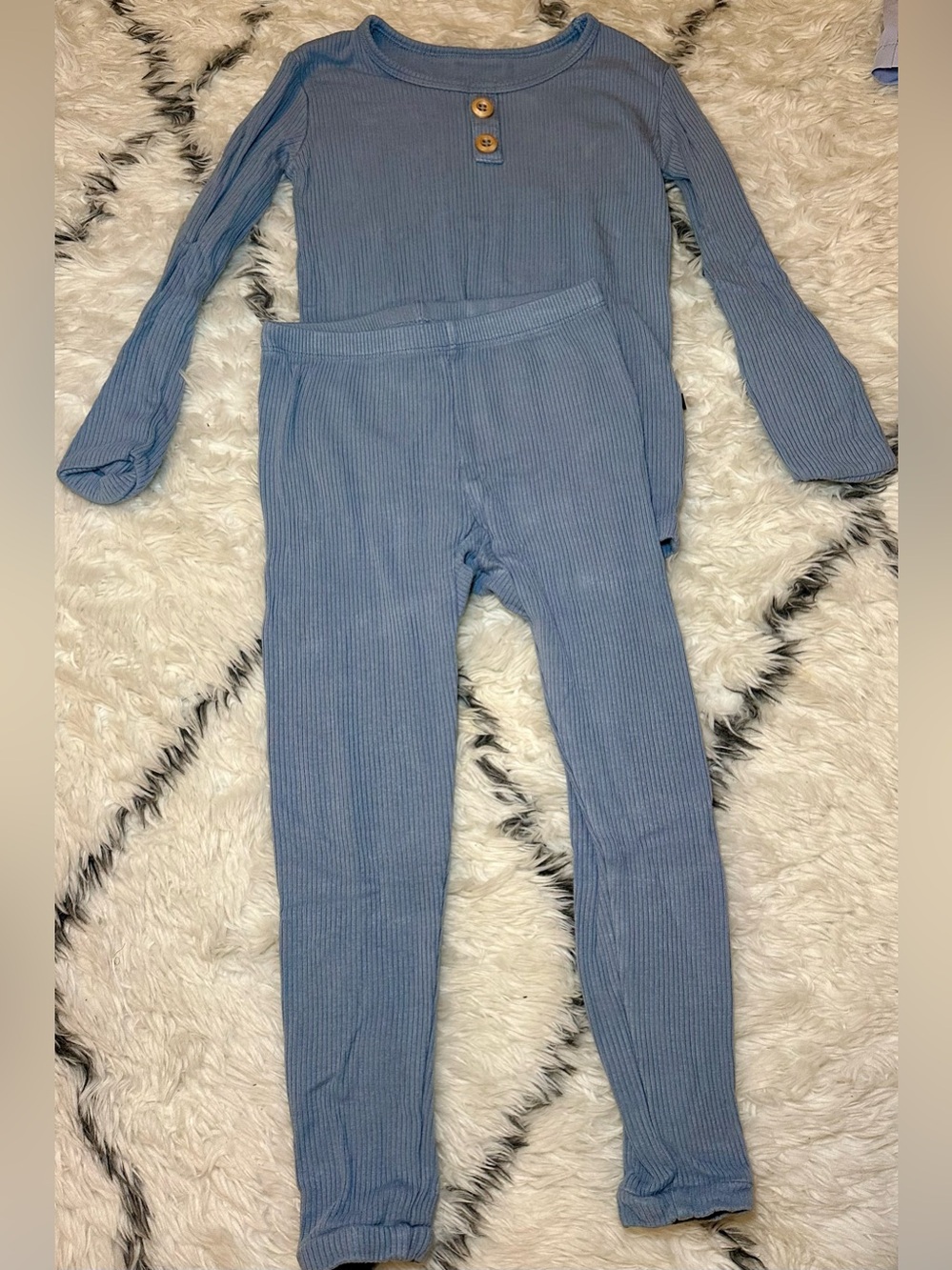 Kyte Baby Blue Ribbed Kids Two-Piece Pajama Set
